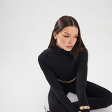 Black Long Sleeve Turtle Neck Catsuit