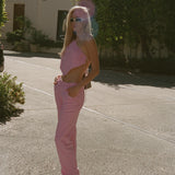Pink Towelling Trouser Set