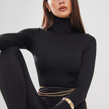 Black Long Sleeve Turtle Neck Catsuit