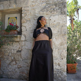 Black Duchess Satin Maxi Skirt Set