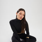 Black Long Sleeve Turtle Neck Catsuit