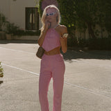 Pink Towelling Trouser Set