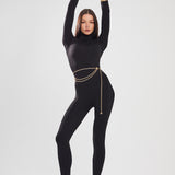 Black Long Sleeve Turtle Neck Catsuit