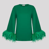Green Feather Cuff Dress