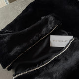 Black Faux Fur & Crystal Mini Dress