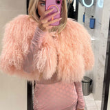 MADE TO ORDER - Baby Pink Mongolian Cape