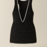 Black Faux Fur & Crystal Mini Dress