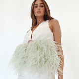 Mint Feather Waistcoat Set