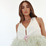 Mint Feather Waistcoat Set