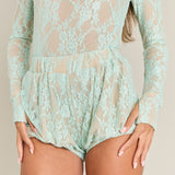 Mint Lace Romper Short Set