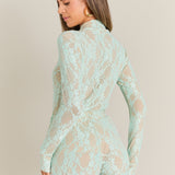 Mint Lace Romper Short Set