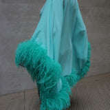 Aqua Feather Trimmed Kaftan