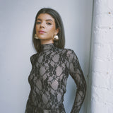 Black Lace Romper Short Set