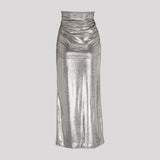 Gold Metallic Maxi Skirt