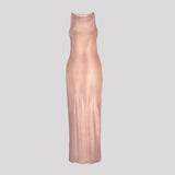 Pink Hologram Halterneck Maxi Dress
