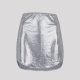 Silver Metallic Mini Skirt Set