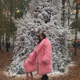 Premium Baby Pink Long Mongolian Coat