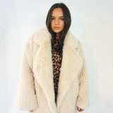 Cream Faux Fur Coat