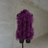 Deep Purple High Neck Feather Dress