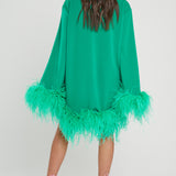 Green Feather Kaftan Dress