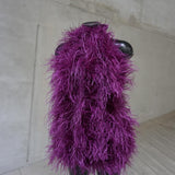 Deep Purple High Neck Feather Dress