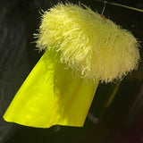 Lime Crepe Feather Mini Dress