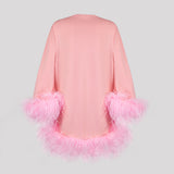 Baby Pink Feather Kaftan Dress